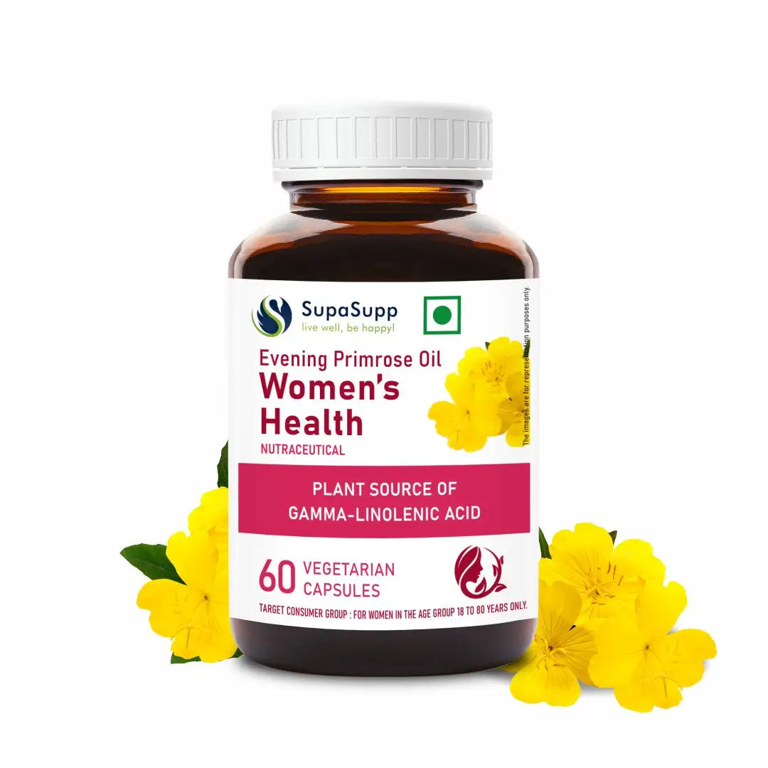 SupaSupp Evening Primrose Oil - Women’s Health | 60 Cap | Sri Sri Tattva - Vitamins & Supplements
