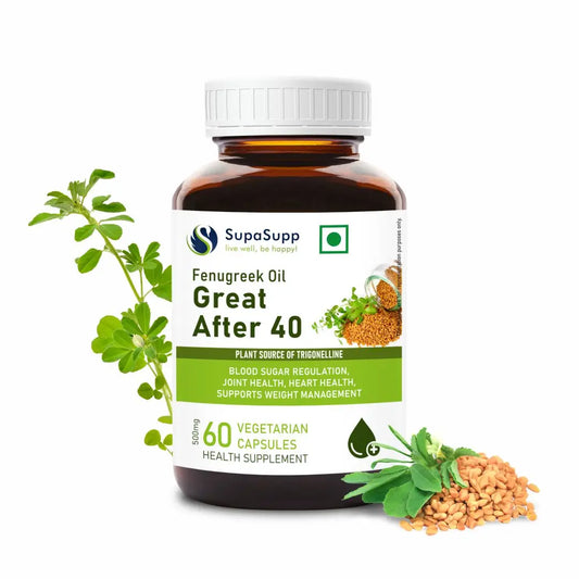 SupaSupp Fenugreek Oil Great After 40 | 60 Cap | Sri Sri Tattva - Vitamins & Supplements