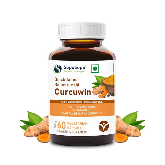SupaSupp Quick Action Bioperine Oil Curcuwin | 60 Cap | Sri Sri Tattva - Vitamins & Supplements