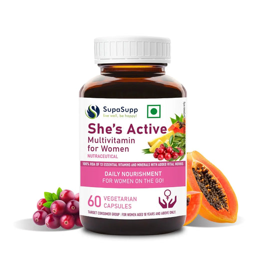 SupaSupp She’s Active - Multivitamin For Women | 60 Cap | Sri Sri Tattva - Vitamins & Supplements